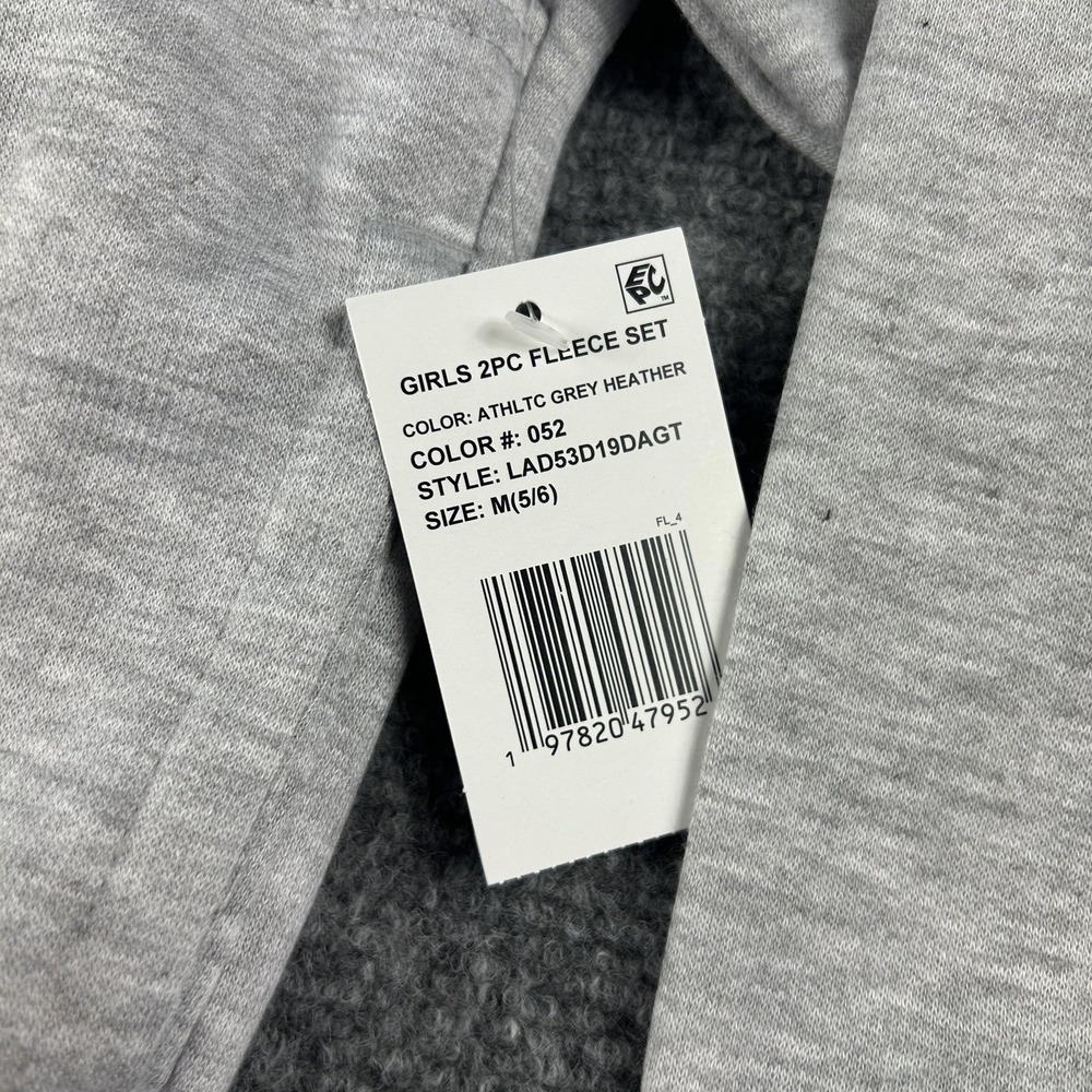 New Balance Fleece Sweatsuit Set Girls 5/6 Gray 2 Piece Quarter Zip Pants Outfit - Picture 4 of 9